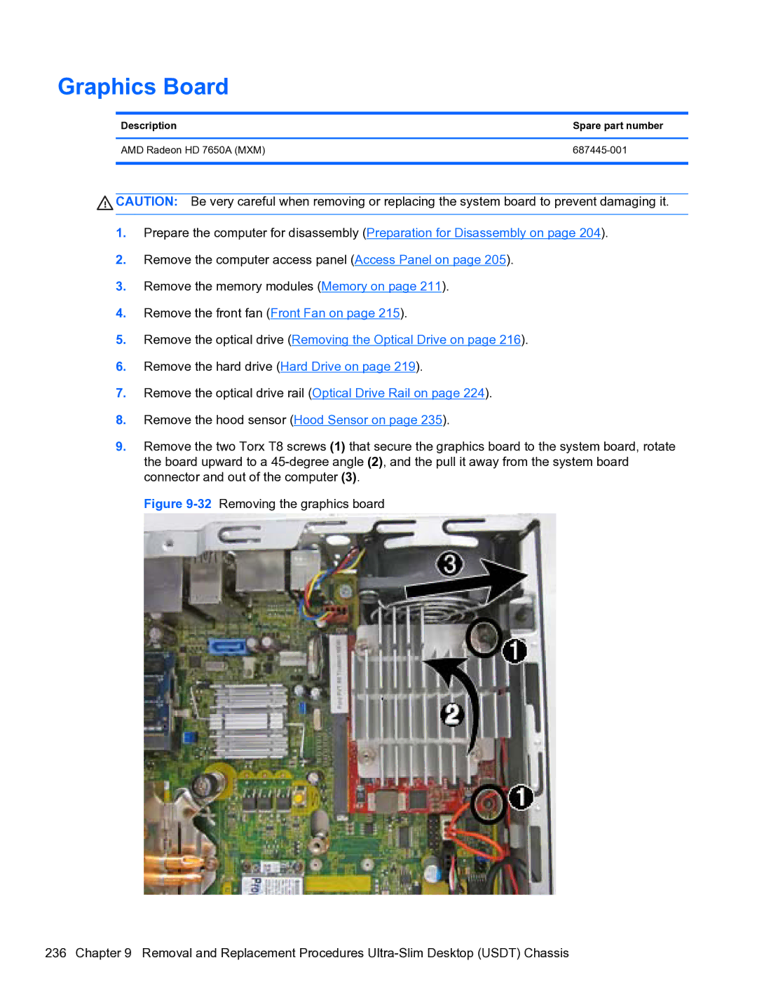 HP 8300e D8C26UTABA manual Graphics Board 