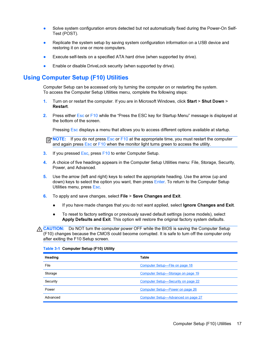 HP 8300e D8C26UTABA manual Using Computer Setup F10 Utilities, 1Computer Setup F10 Utility 
