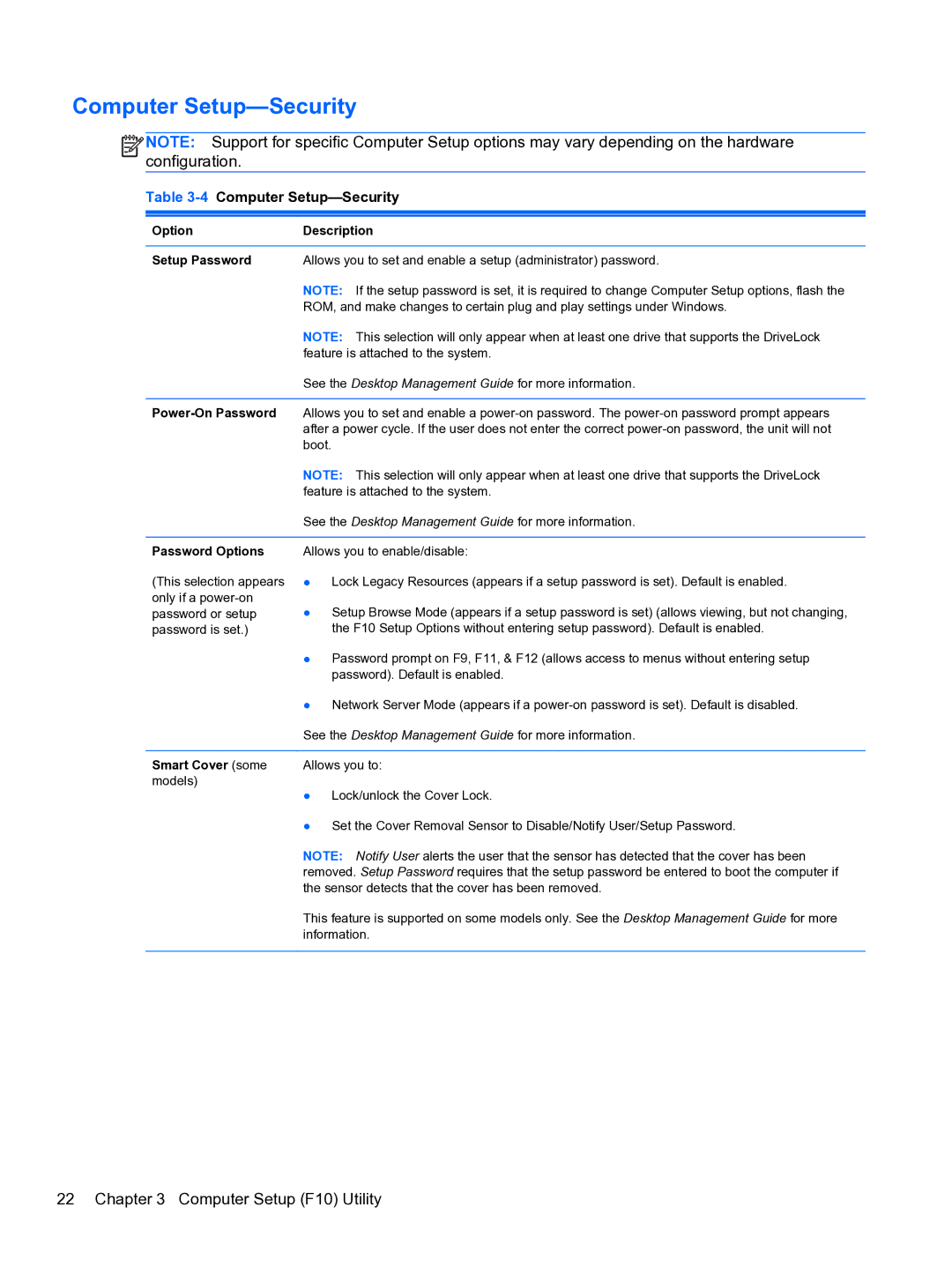 HP 8300e D8C26UTABA manual 4Computer Setup-Security 