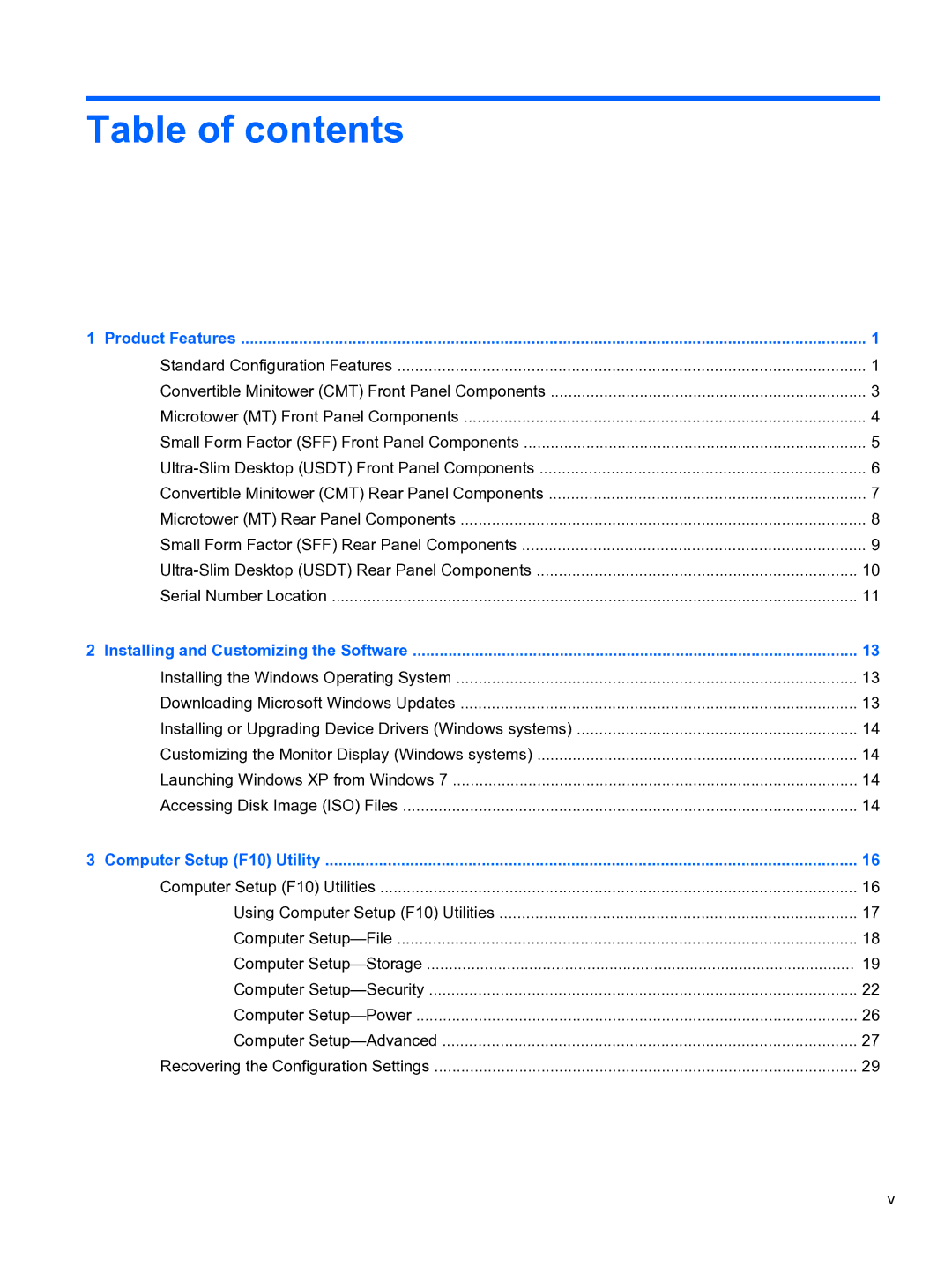 HP 8300e D8C26UTABA manual Table of contents 