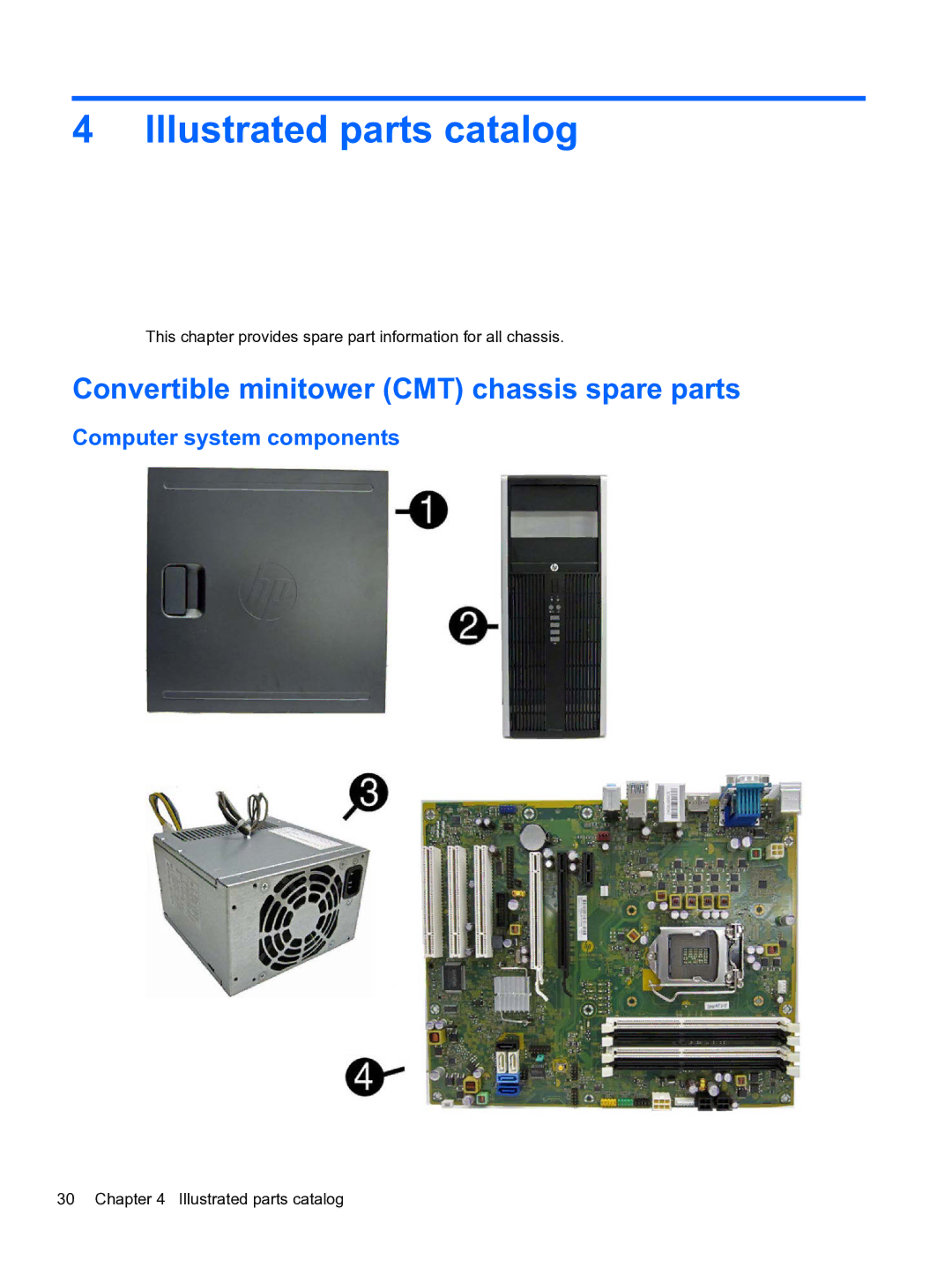 HP 8300e D8C26UTABA manual Convertible minitower CMT chassis spare parts, Computer system components 