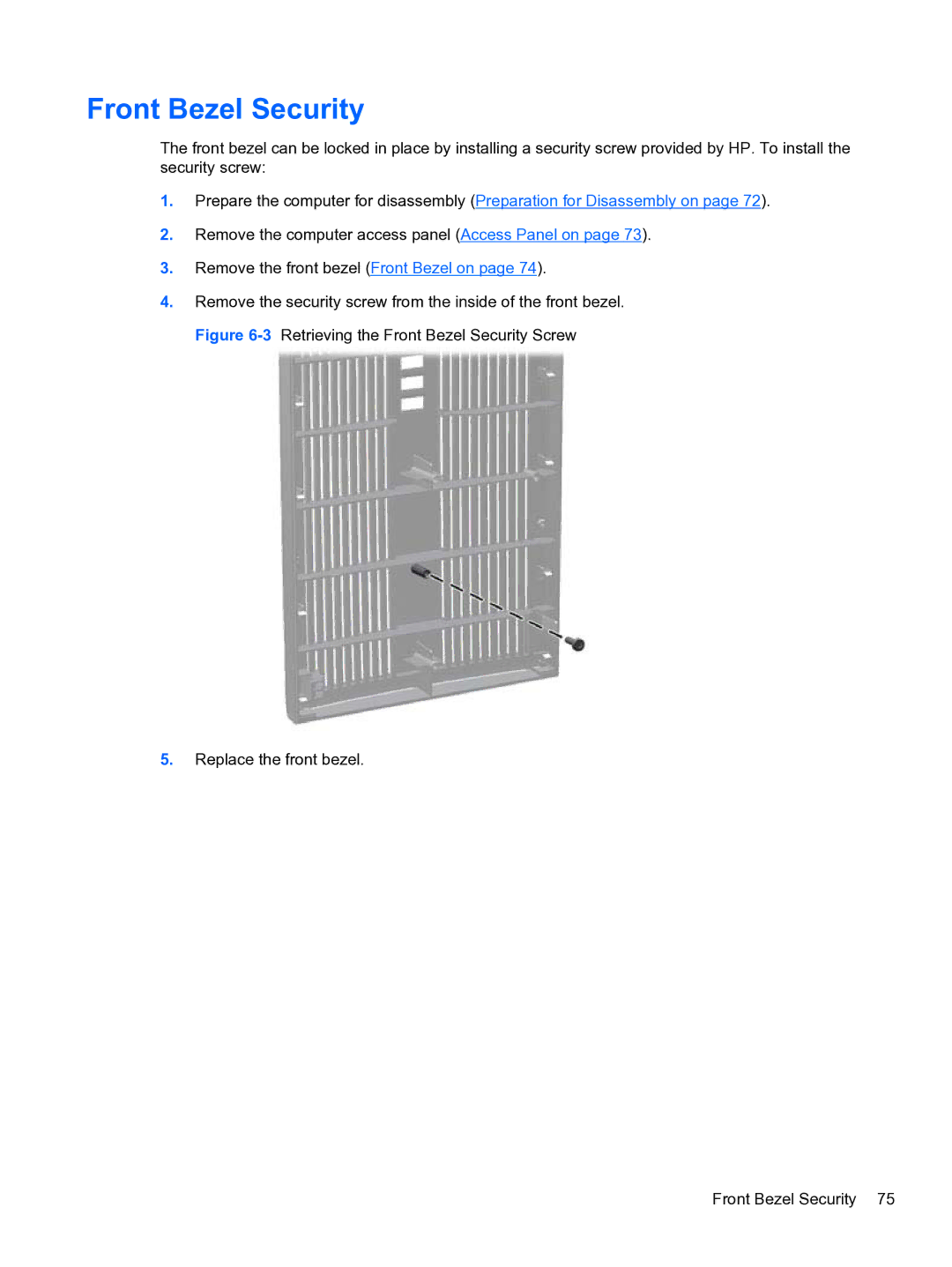 HP 8300e D8C26UTABA manual Front Bezel Security 