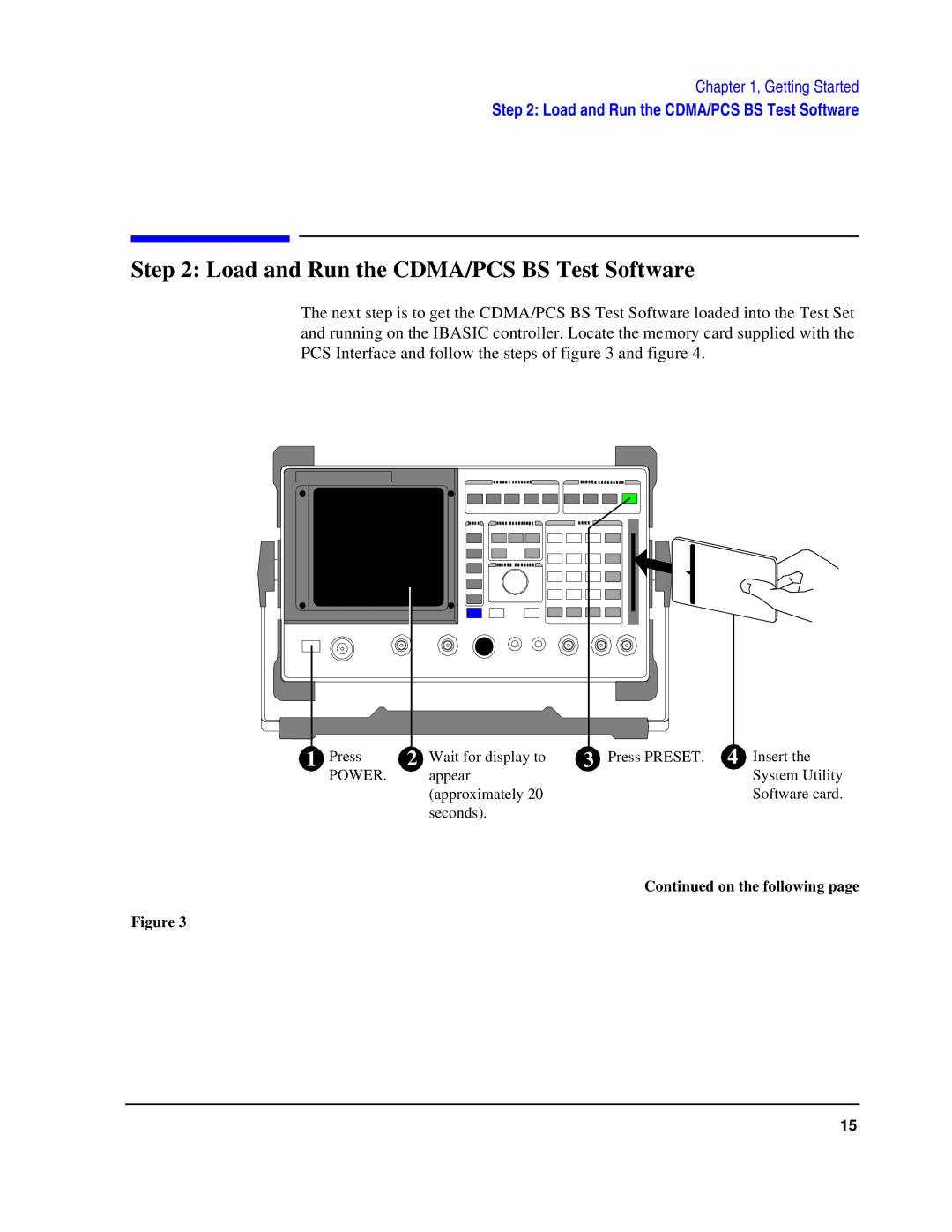 HP 83236B S Interface manual Load and Run the CDMA/PCS BS Test Software 