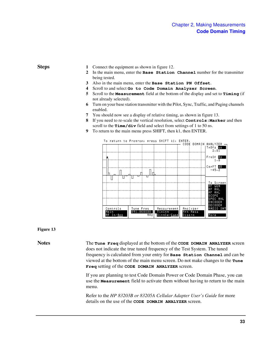 HP 83236B S Interface manual Details on the use of the Code Domain Analyzer screen 