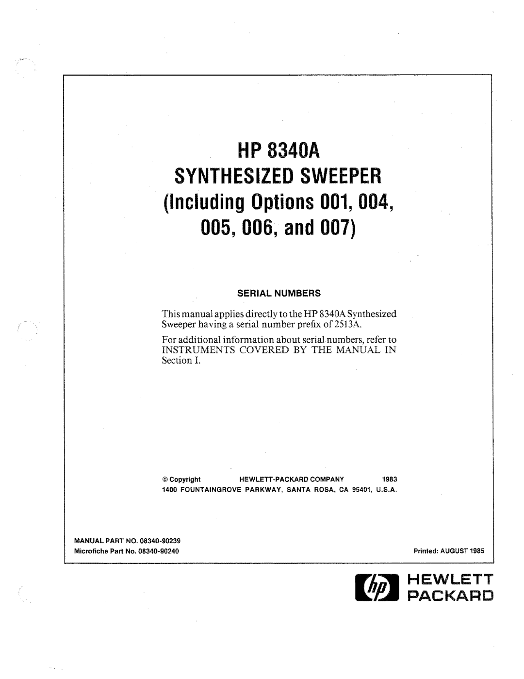 HP 8340a manual 