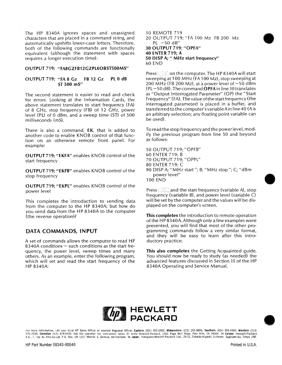 HP 8340a manual 