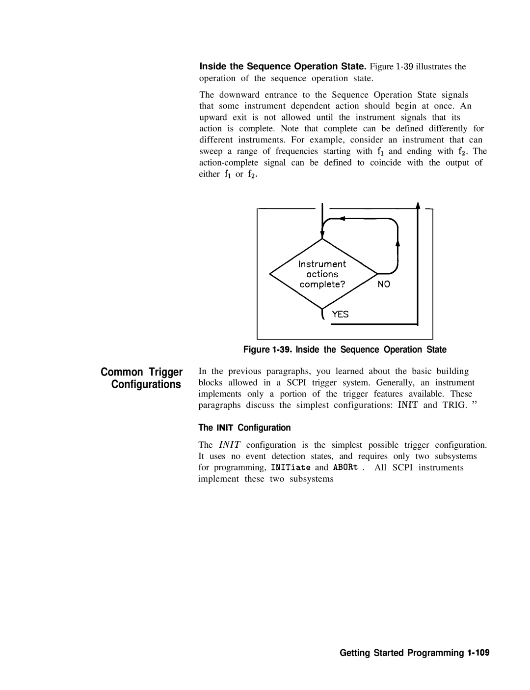 HP 8360 manual Common Trigger Configurations, Init Configuration, Getting Started Programming l-109 