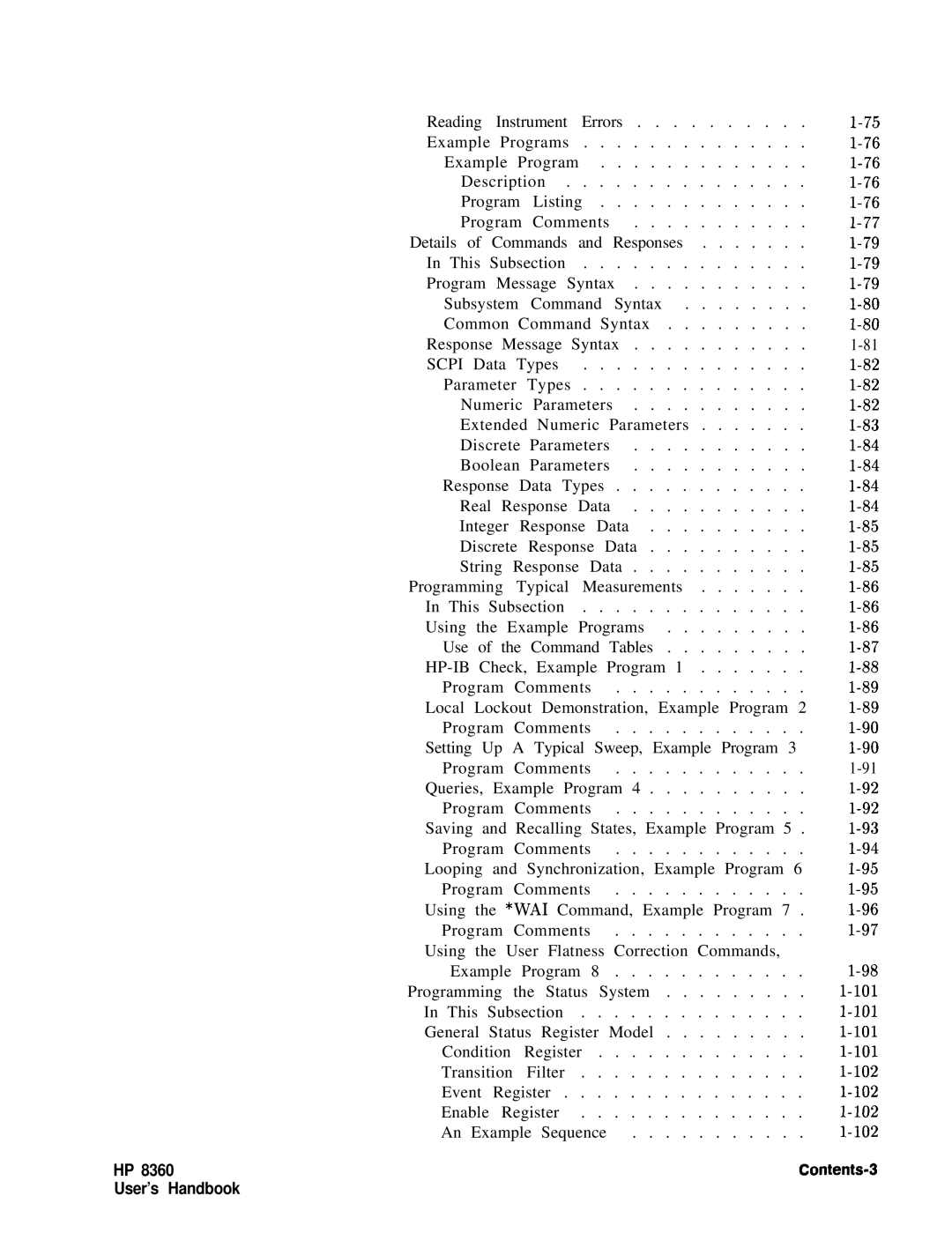 HP 8360 manual Contents-3 