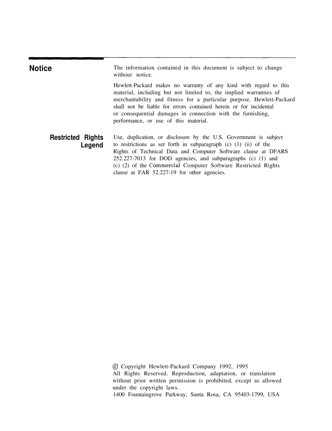 HP 8360 manual Restricted Rights 