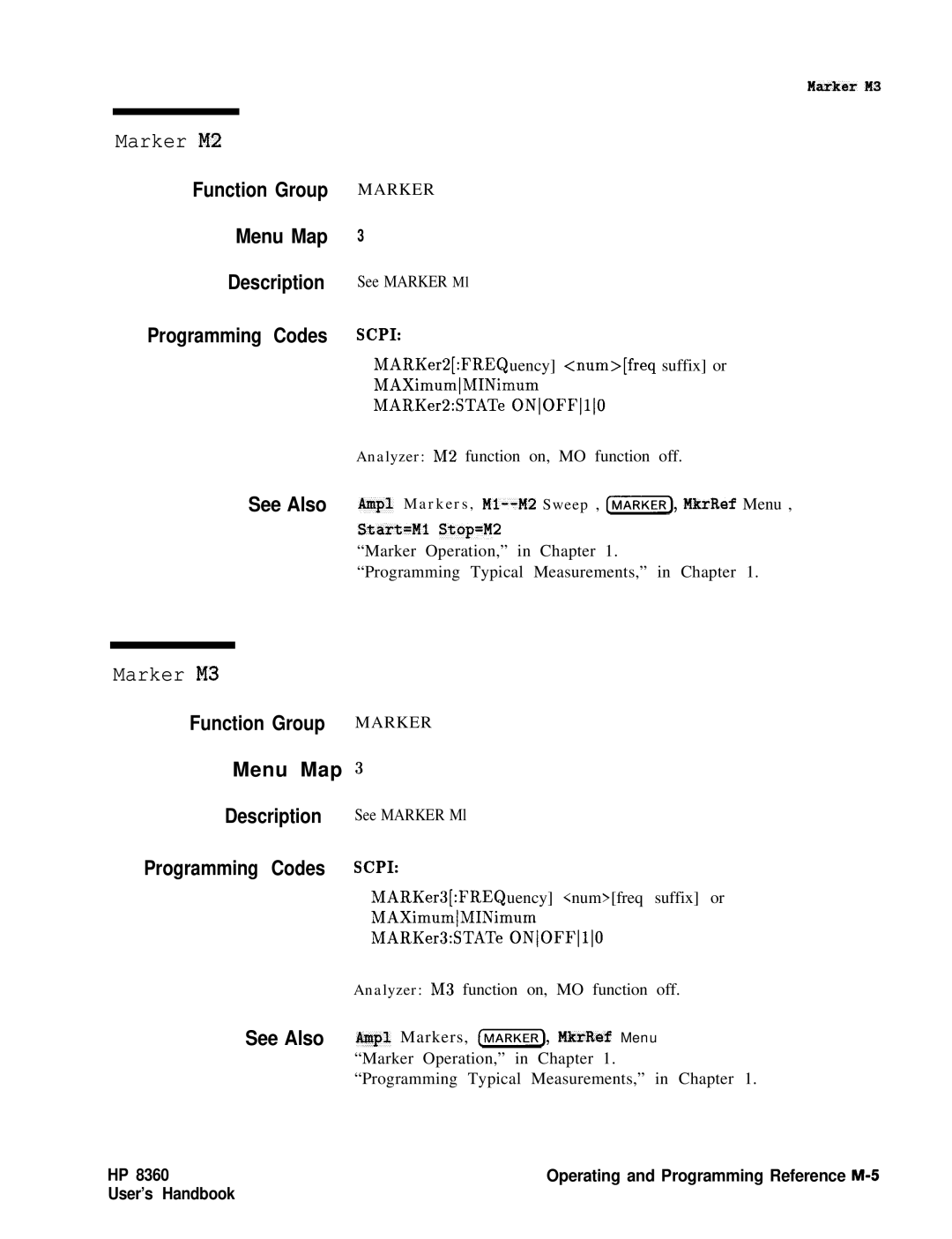 HP 8360 manual Marker M2, Marker M3 