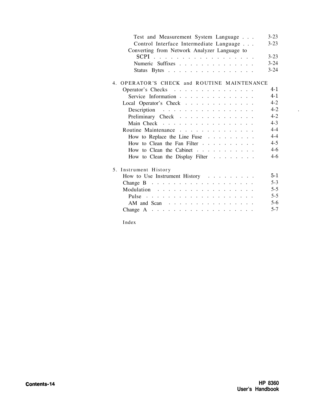 HP 8360 manual Contents-14 User’s 