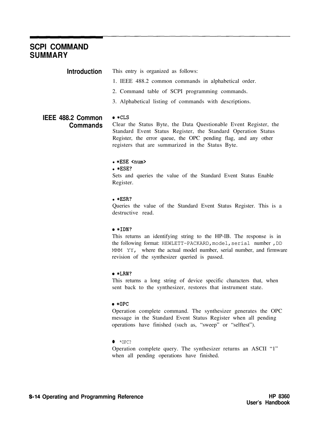 HP 8360 manual Introduction, Ieee 488.2 Common Commands 