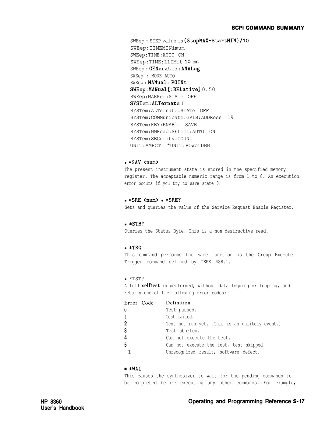 HP 8360 manual Operating and Programming Reference S-17 