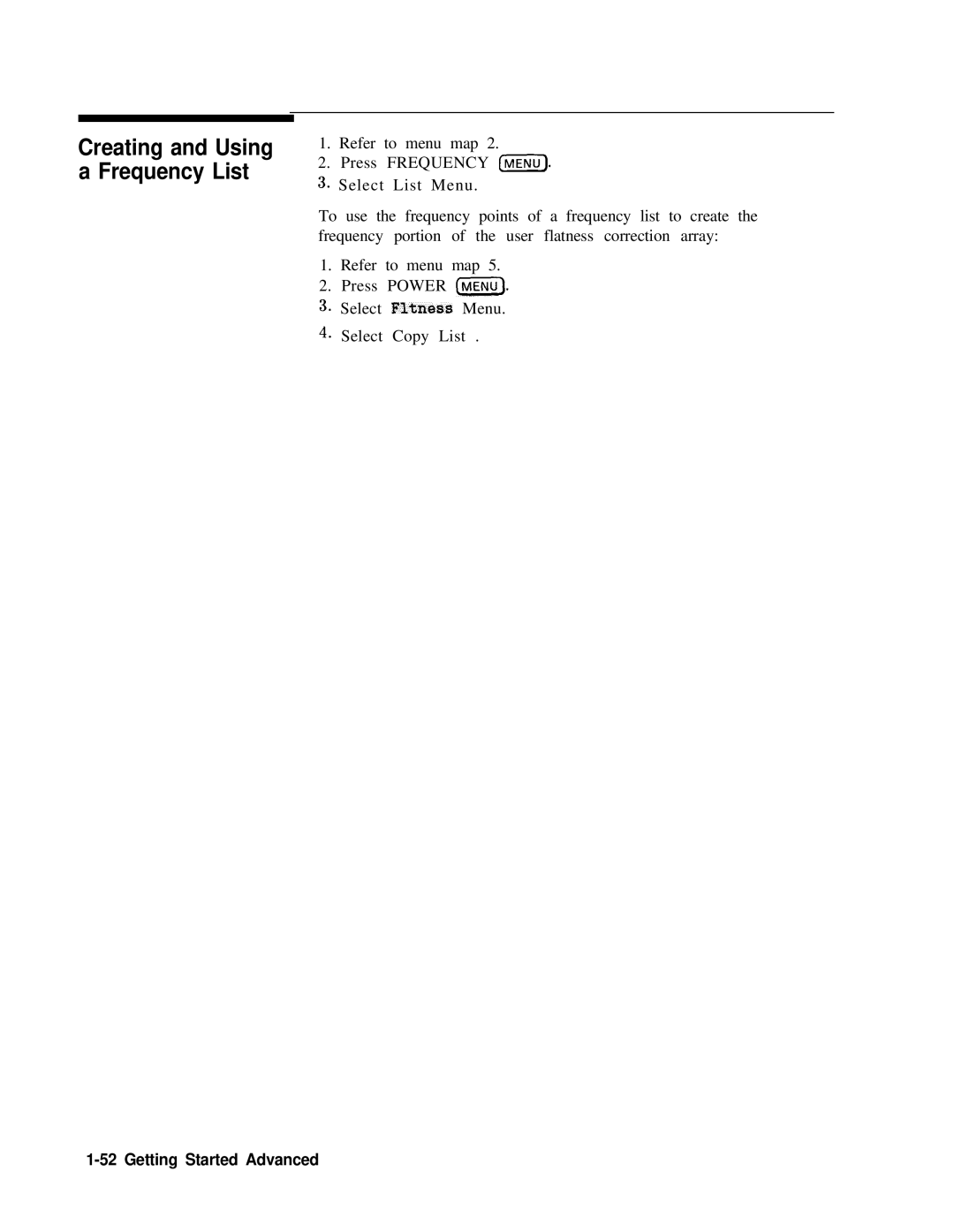 HP 8360 manual Creating and Using a Frequency List 