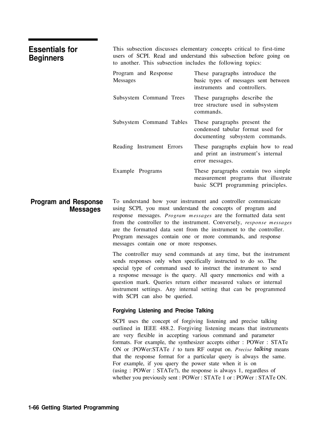 HP 8360 manual Program and Response Messages, Forgiving Listening and Precise Talking 