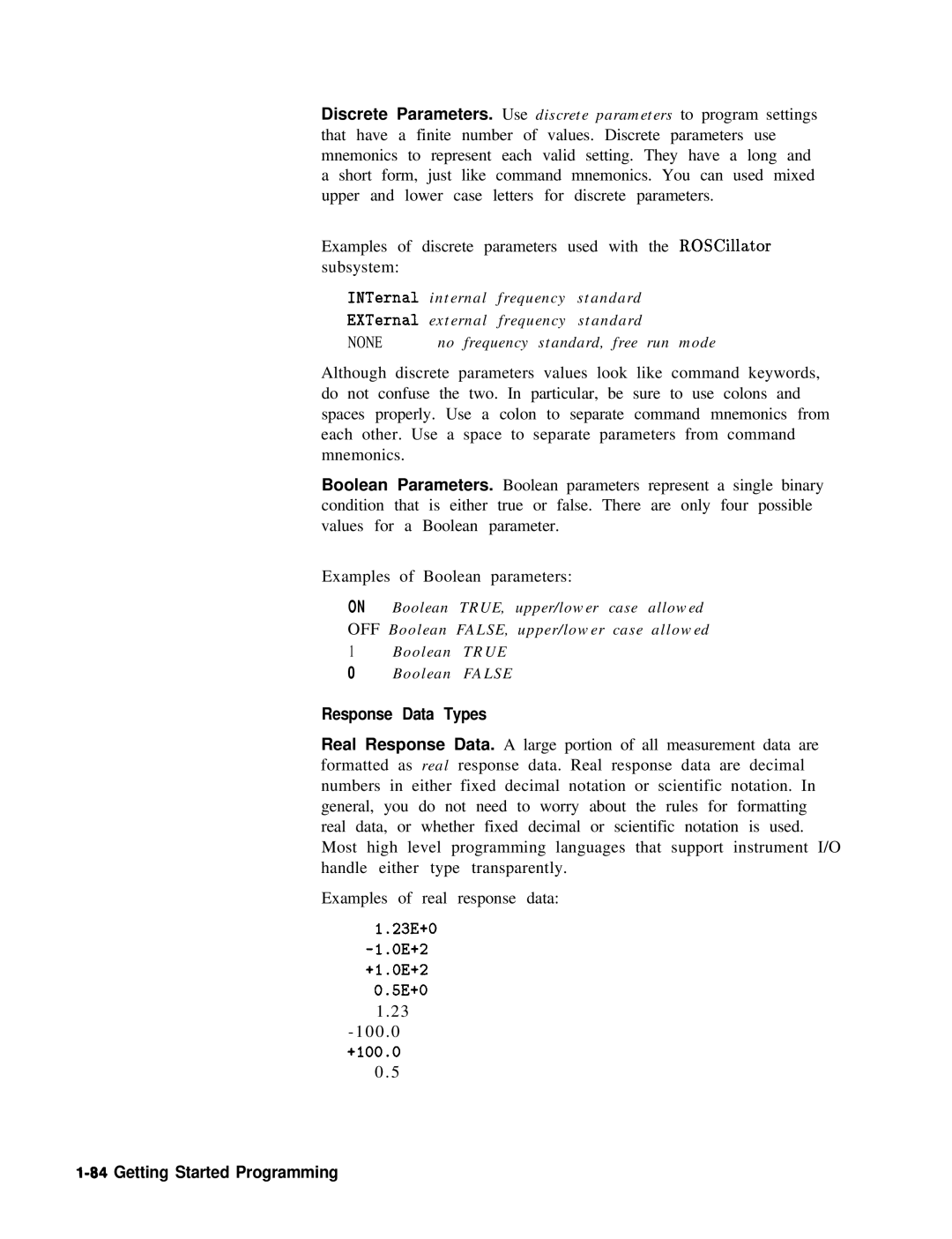 HP 8360 manual Response Data Types 