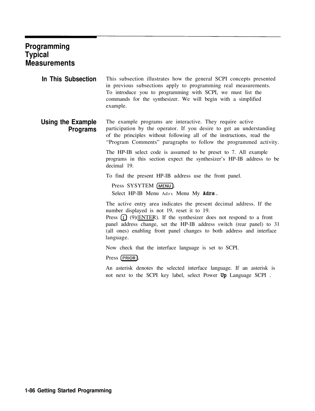 HP 8360 manual Programming Typical Measurements, Using the Example Programs 