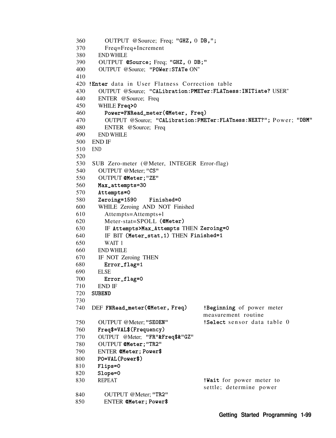 HP 8360 manual END While, Subend 