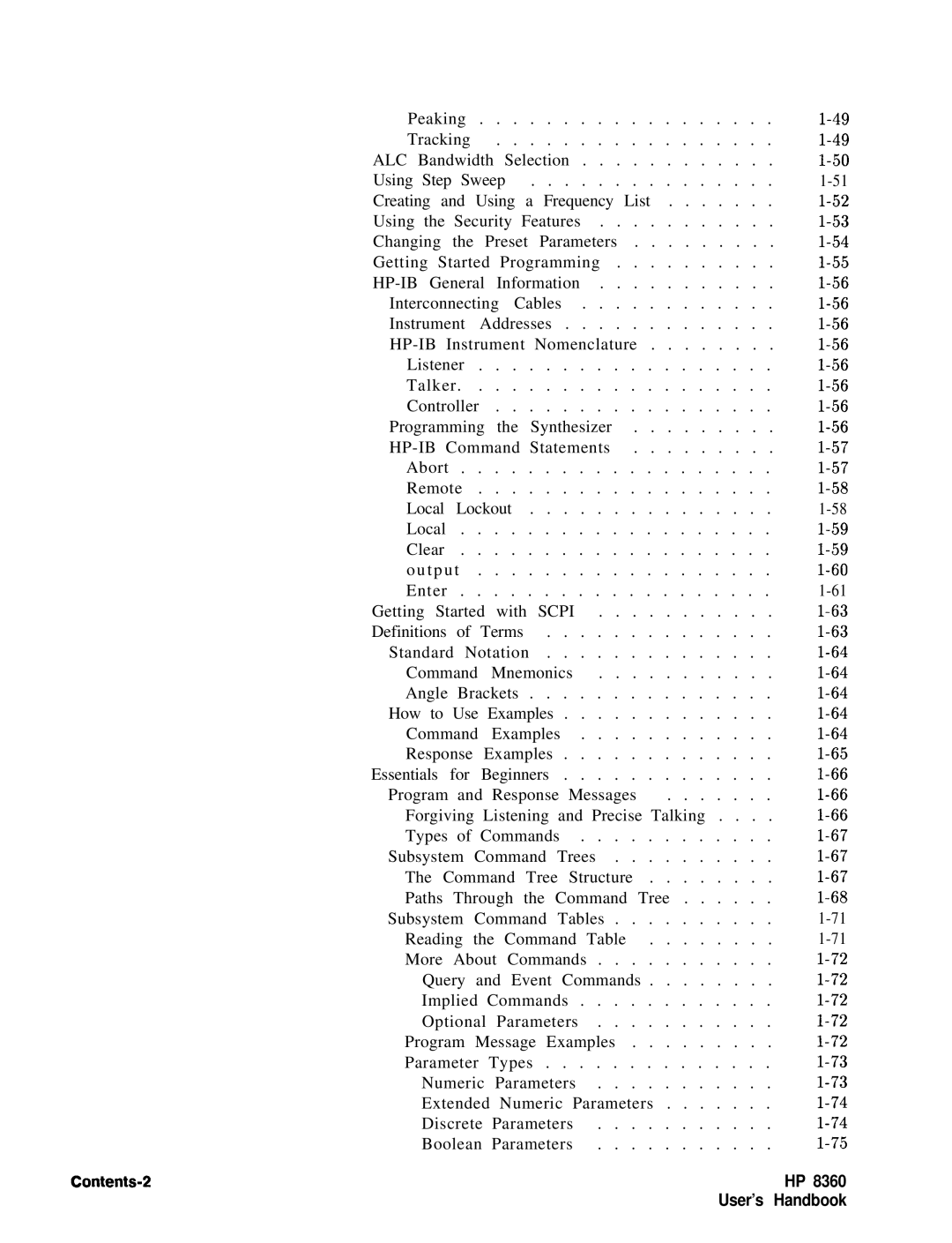 HP 8360 manual Hp-Ib, Contents-2 User’s Handbook 