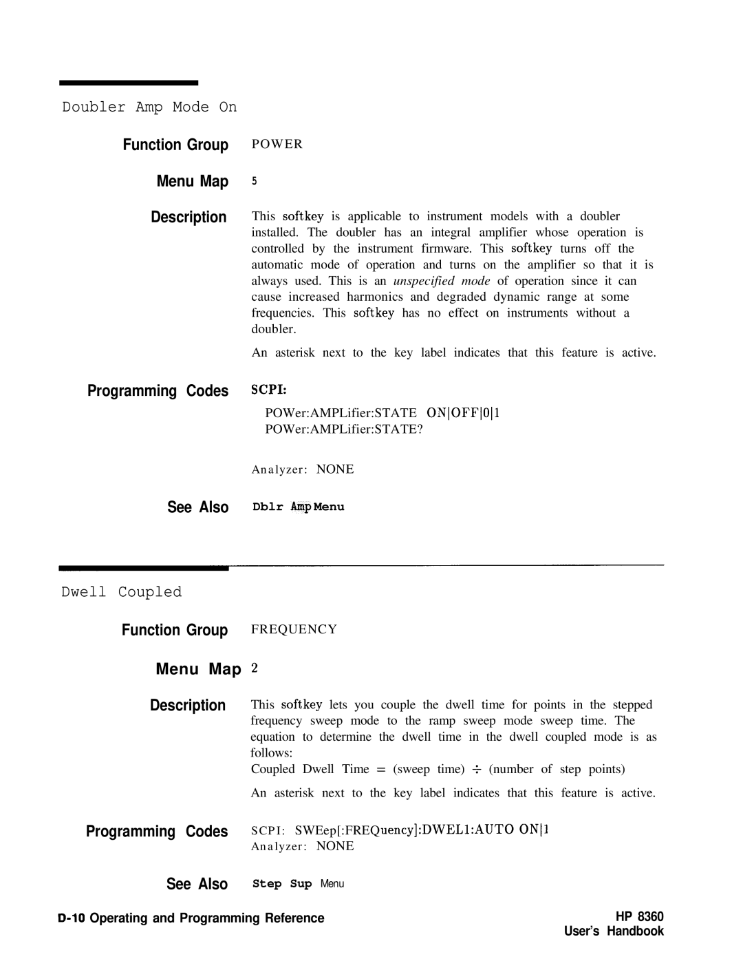 HP 8360 manual Dwell Coupled, Function Group Frequency Menu Map 