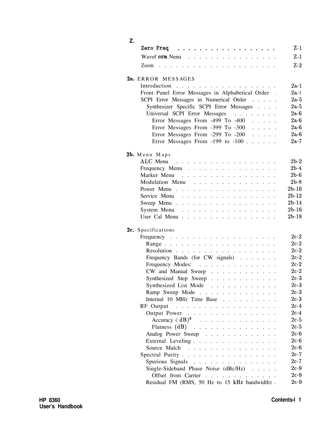 HP 8360 manual ZeroFreq 