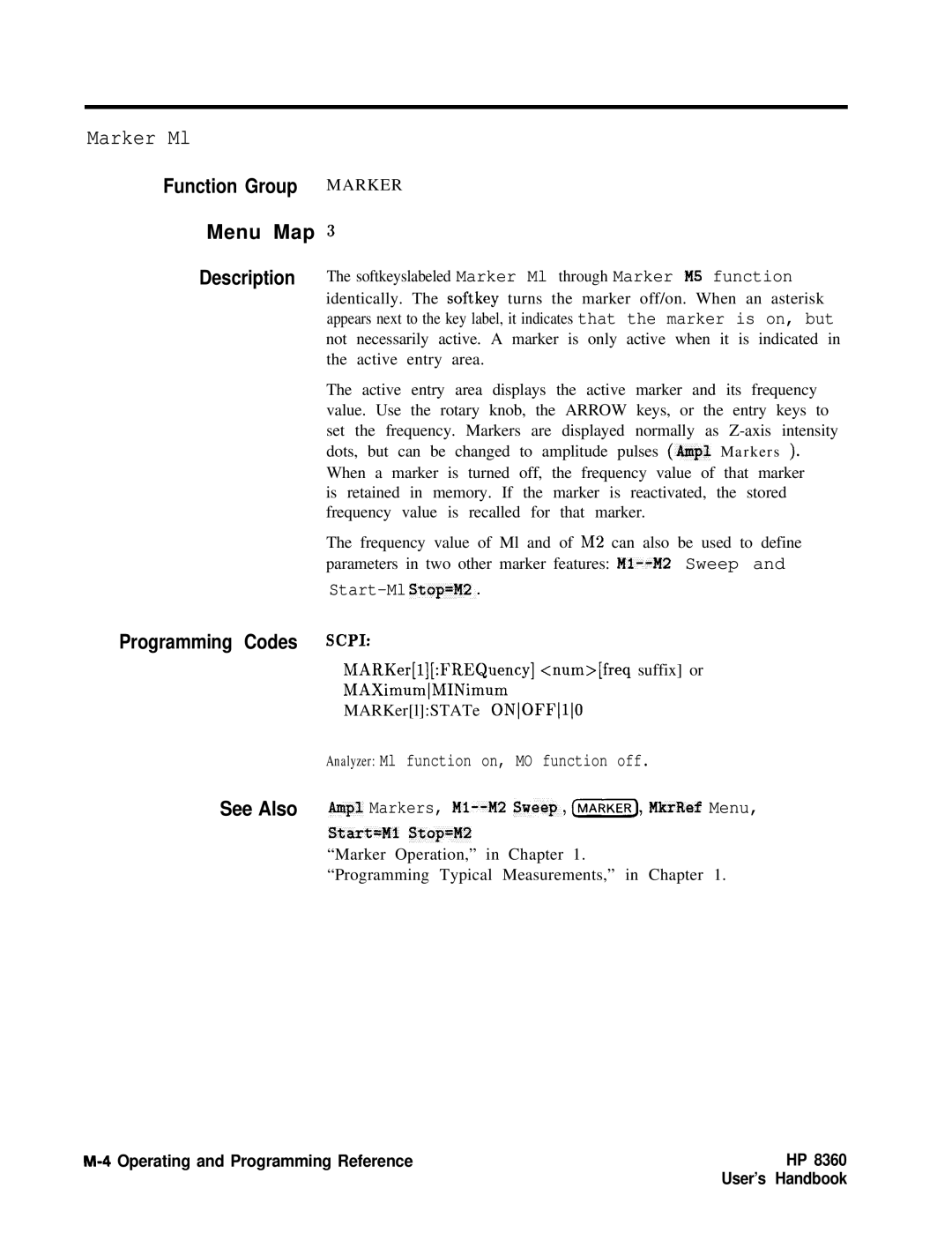 HP 8360 manual Marker Ml, Function Group Marker Menu Map 