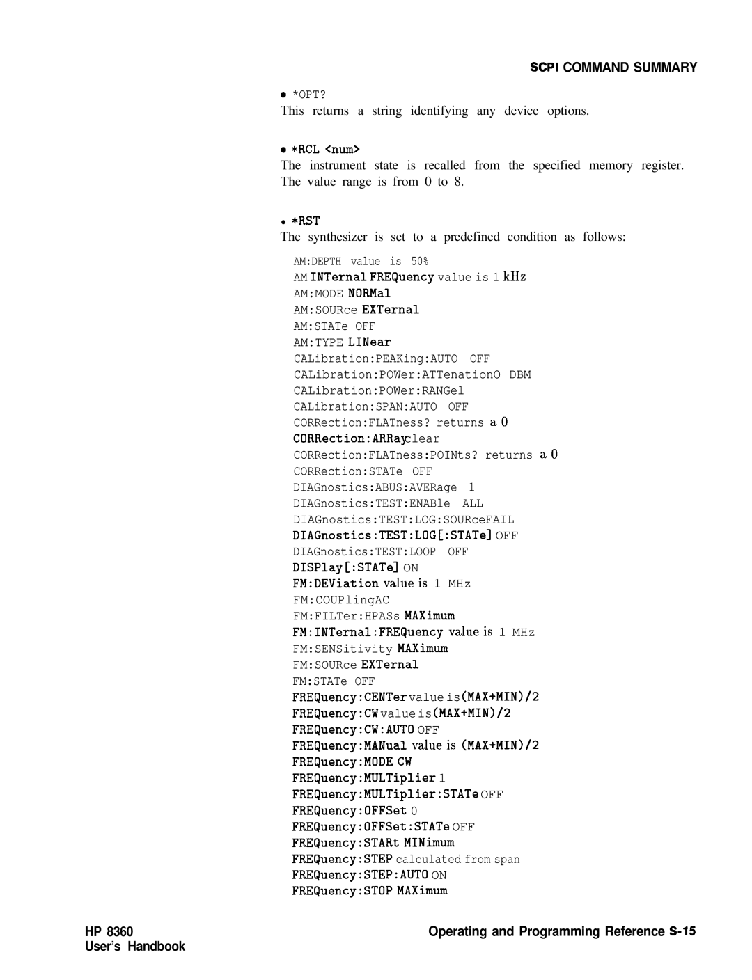 HP 8360 manual Scpi Command Summary 