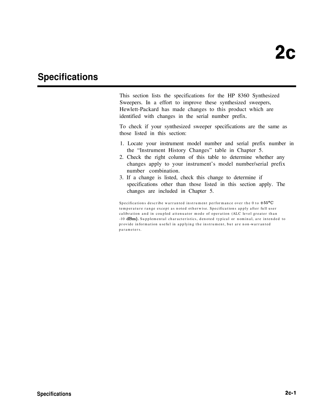 HP 8360 manual Specifications 