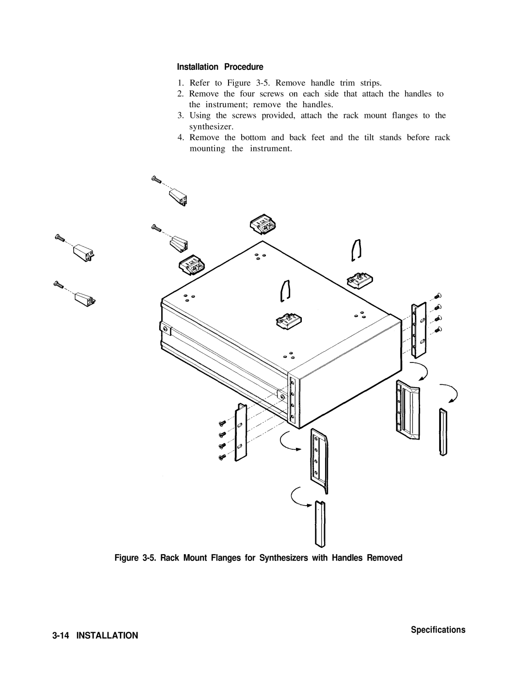 HP 8360 manual Rack Mount Flanges for Synthesizers with Handles Removed 