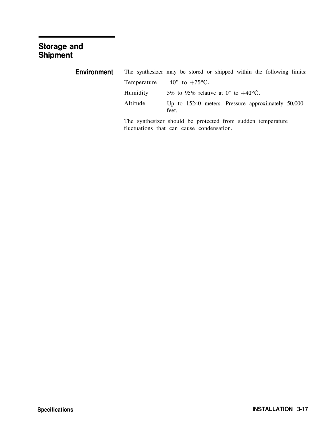 HP 8360 manual Storage Shipment, Environment 