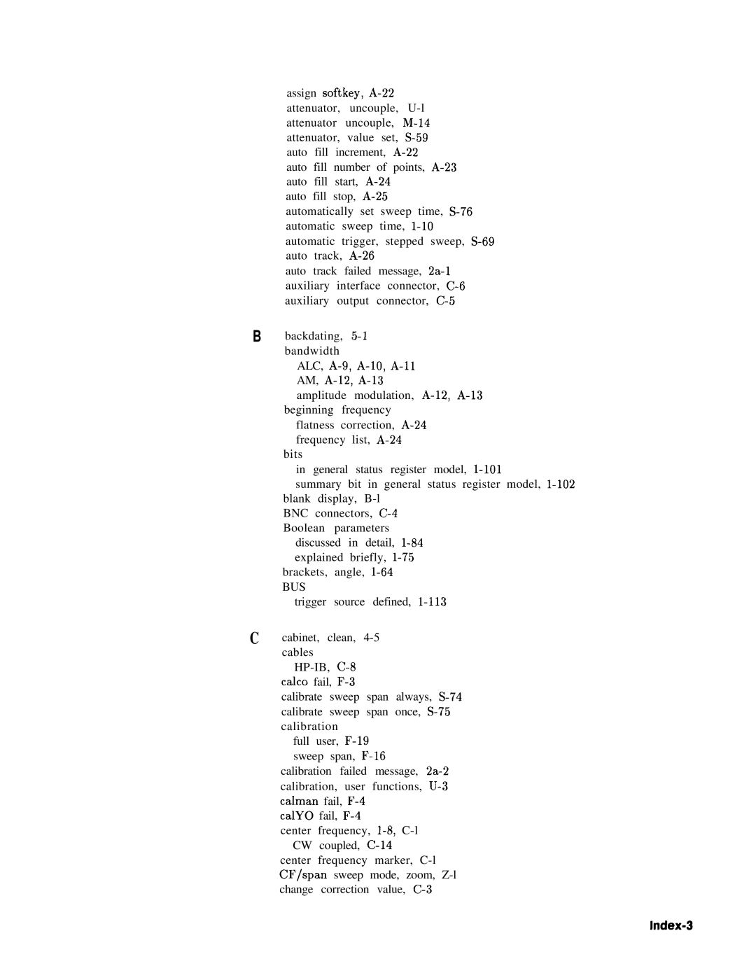 HP 8360 manual Index-3, Bus 