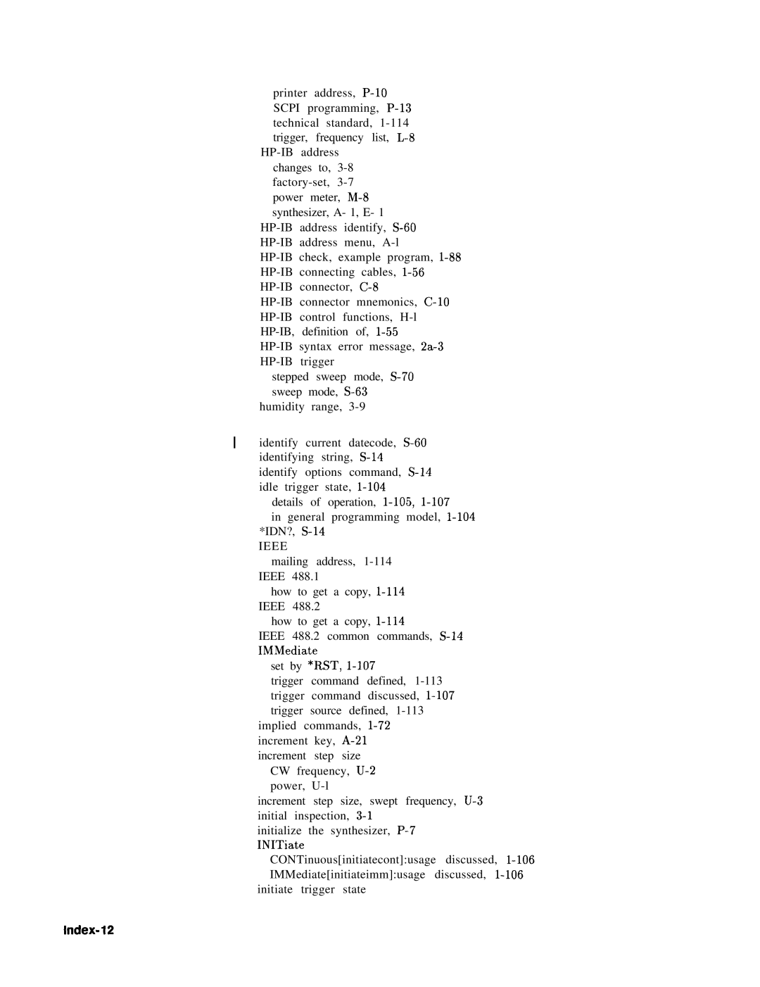 HP 8360 manual Index-12, Ieee 