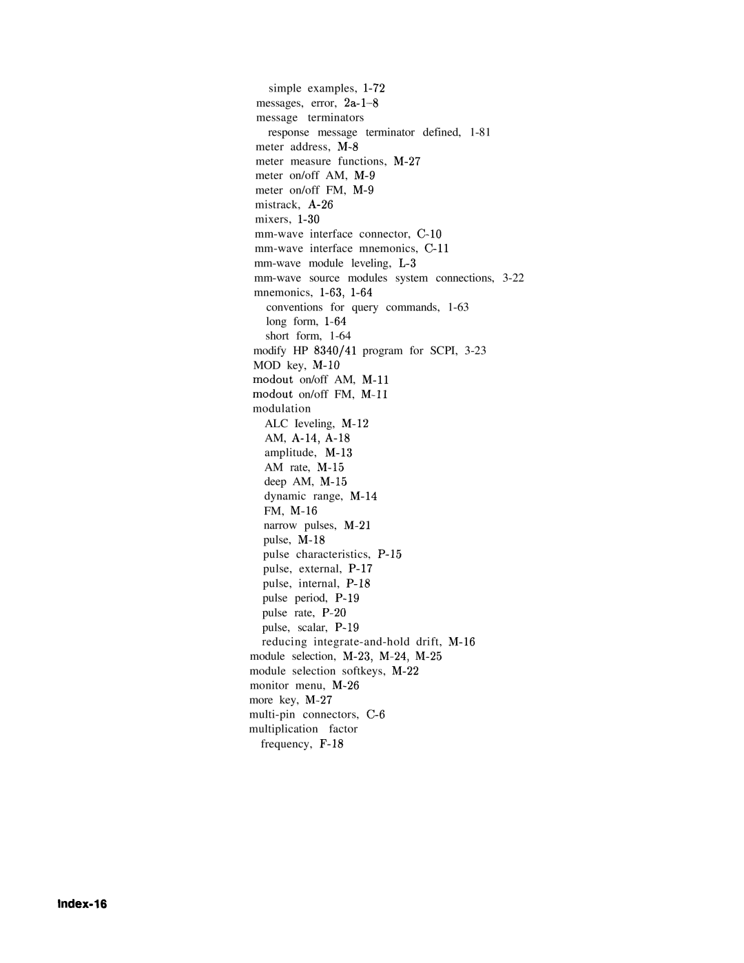 HP 8360 manual Index-16 