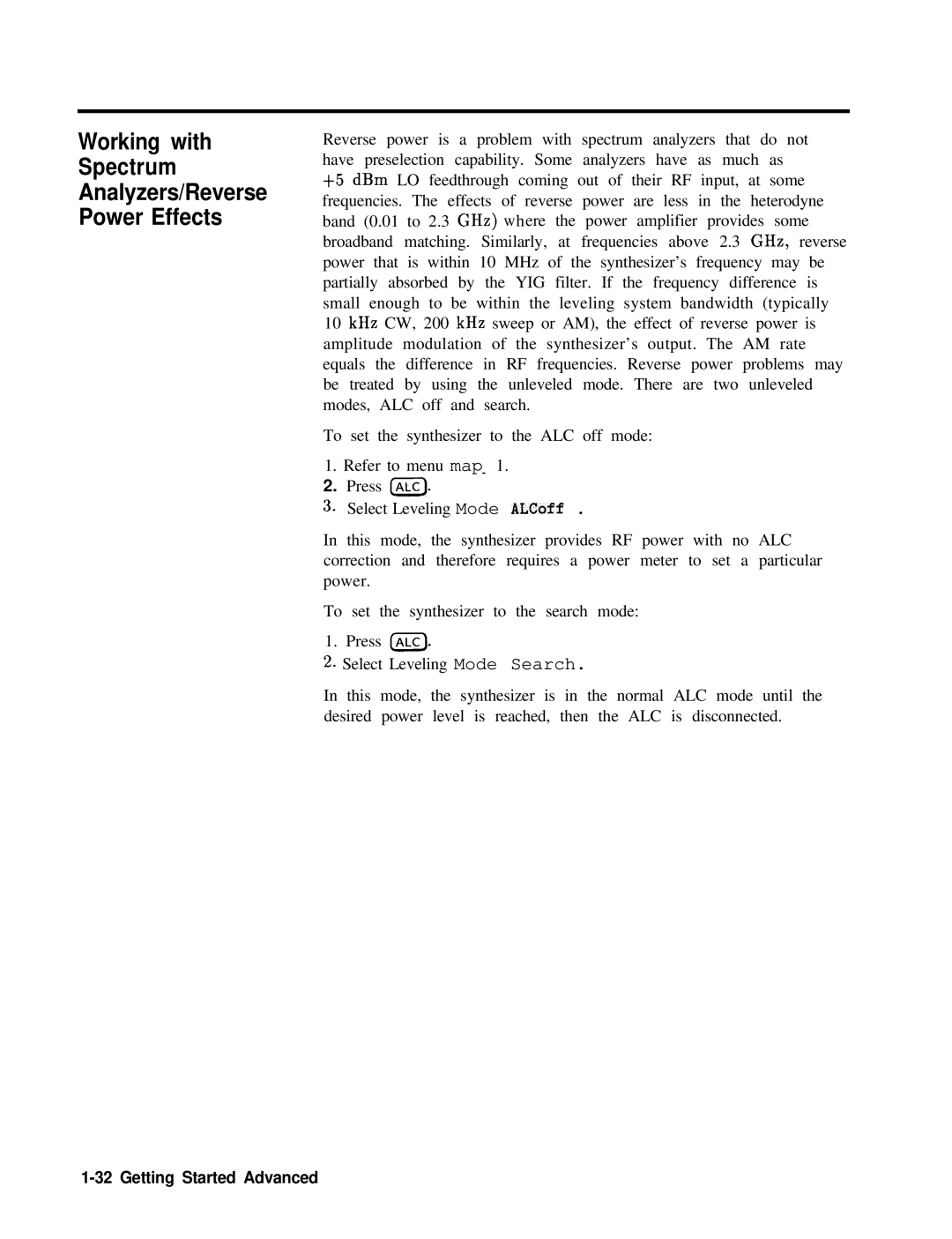 HP 8360 manual Working with Spectrum Analyzers/Reverse Power Effects 