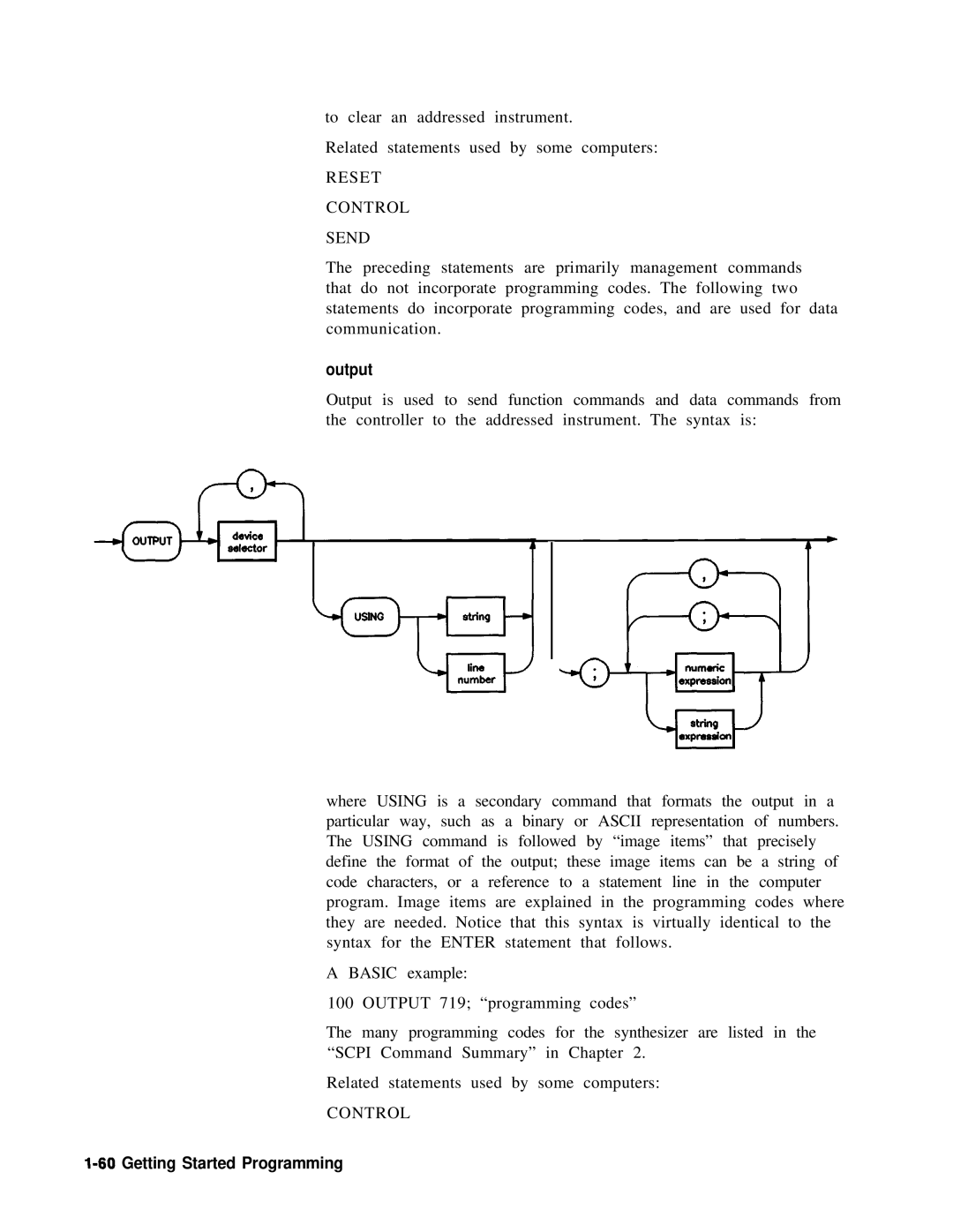 HP 8360 manual Reset Control Send, Output 