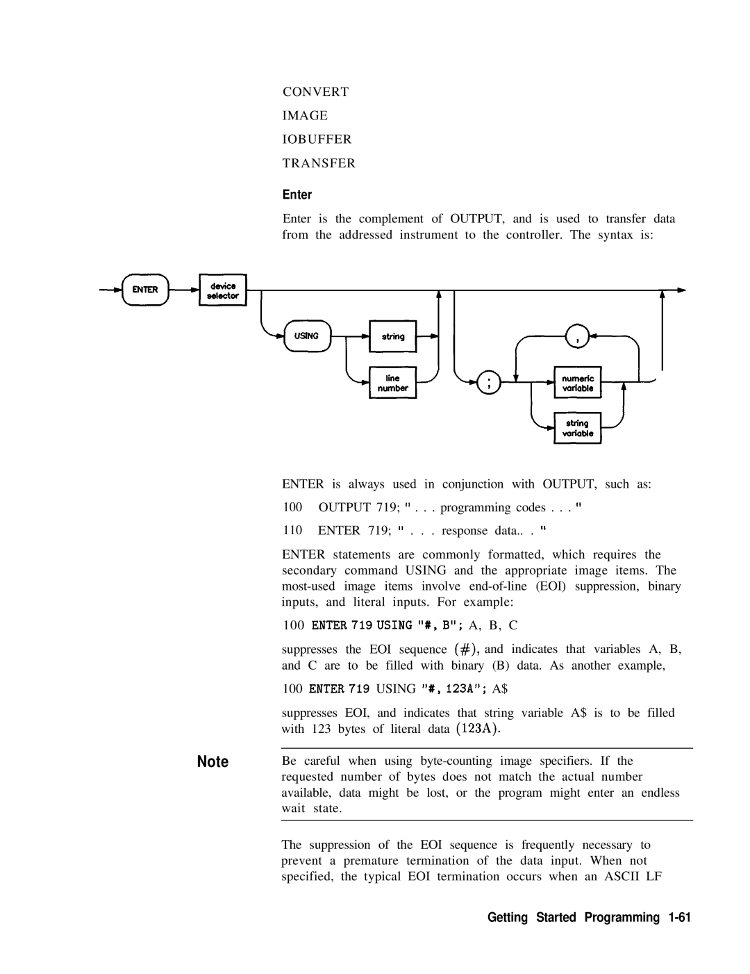 HP 8360 manual Convert Image Iobuffer Transfer, Enter, ENTER719USING 