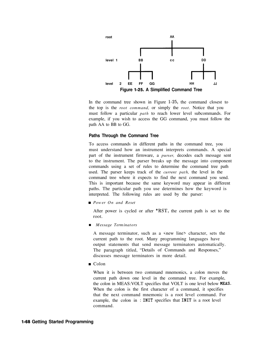 HP 8360 manual Figure l-25. a Simplified Command Tree, Paths Through the Command Tree 