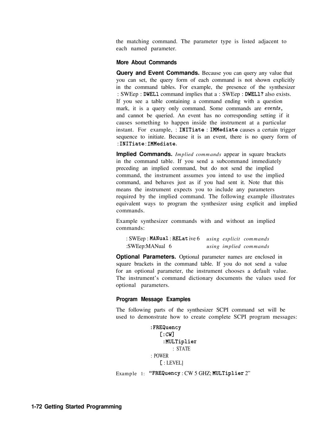 HP 83620A, 24A, 22A manual More About Commands, Program Message Examples, State Power Level 