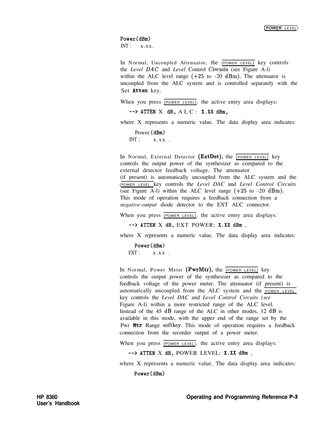 HP 24A, 83620A, 22A manual PowerdBm INT, Int 