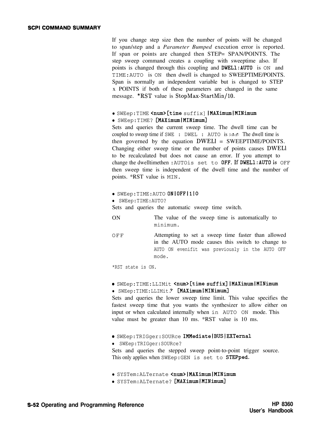 HP 22A, 83620A, 24A manual Attempting to set a sweep time faster than allowed 