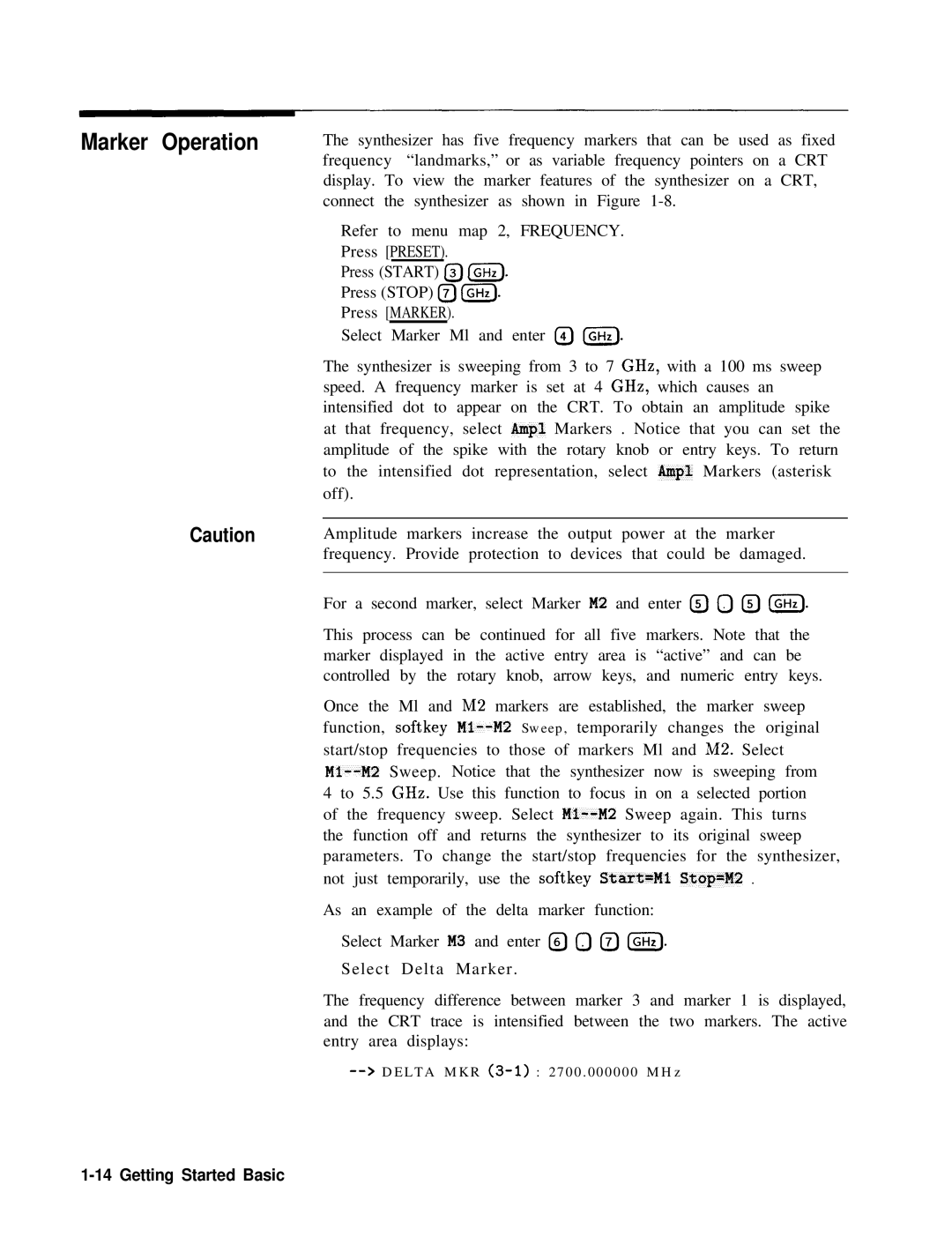 HP 22A, 83620A, 24A manual Marker Operation 