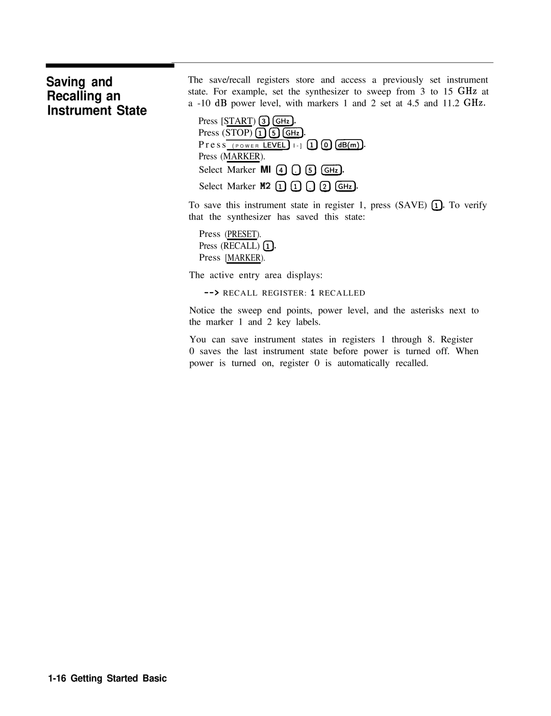 HP 24A, 83620A, 22A manual Saving Recalling an Instrument State 