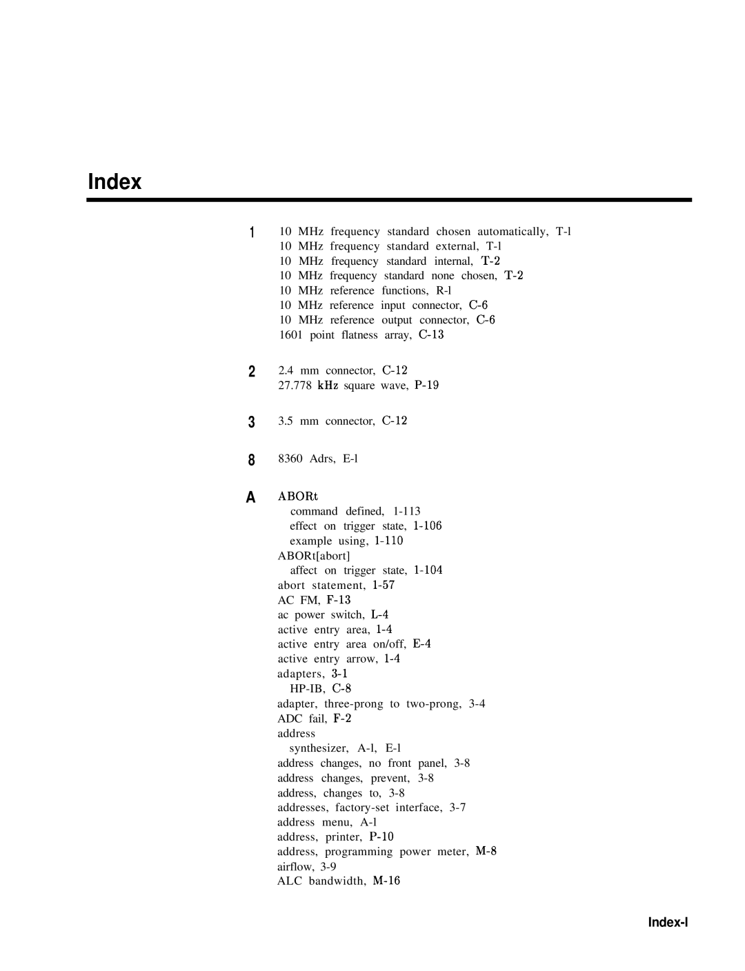 HP 22A, 83620A, 24A manual Index-l 