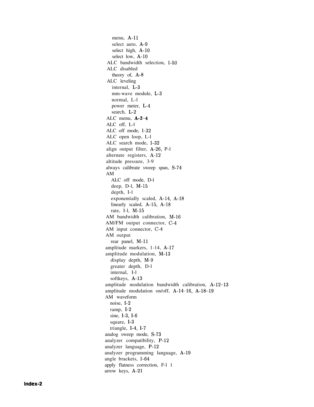 HP 83620A, 24A, 22A manual Index-2 