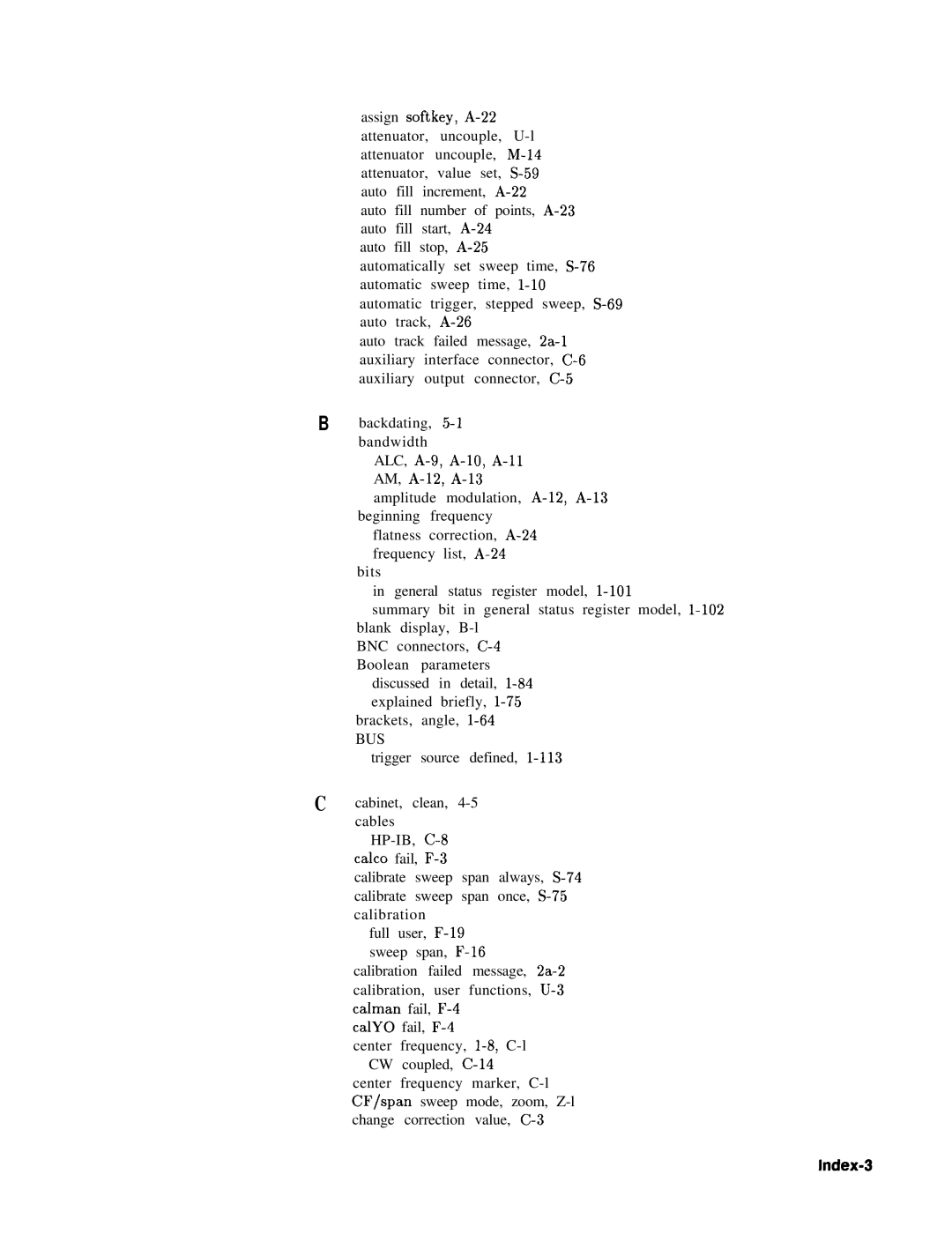 HP 24A, 83620A, 22A manual Index-3, Bus 