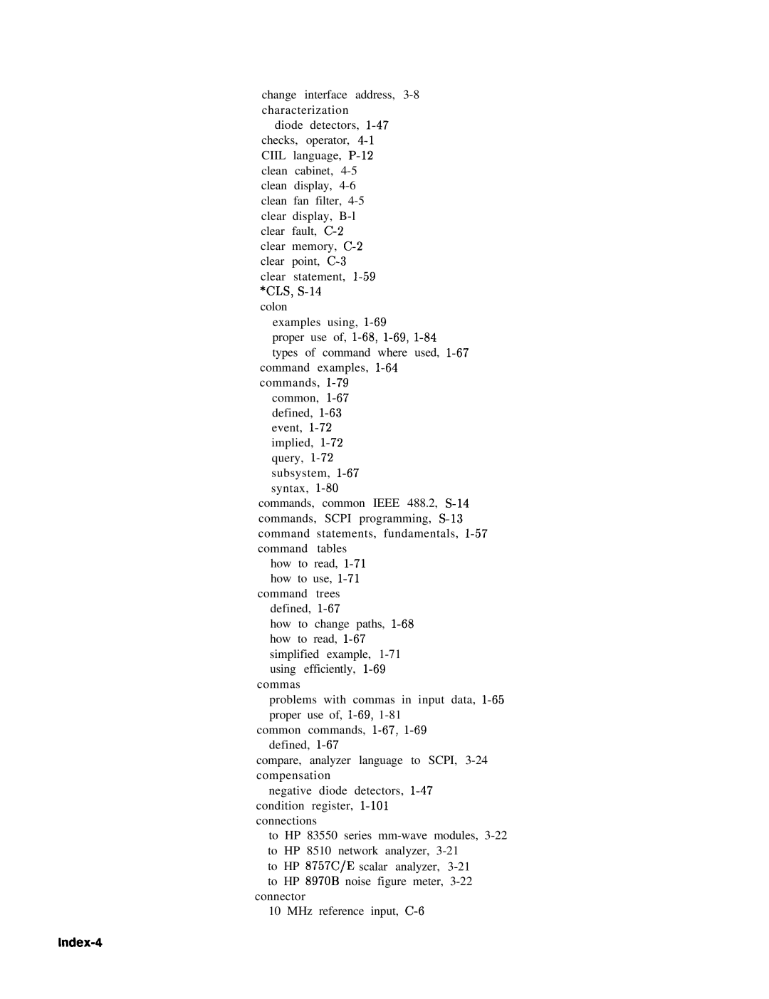 HP 22A, 83620A, 24A manual Index-4 