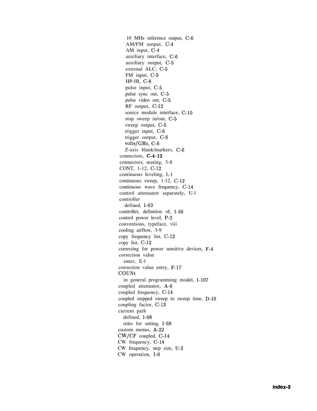 HP 83620A, 24A, 22A manual Index-5 