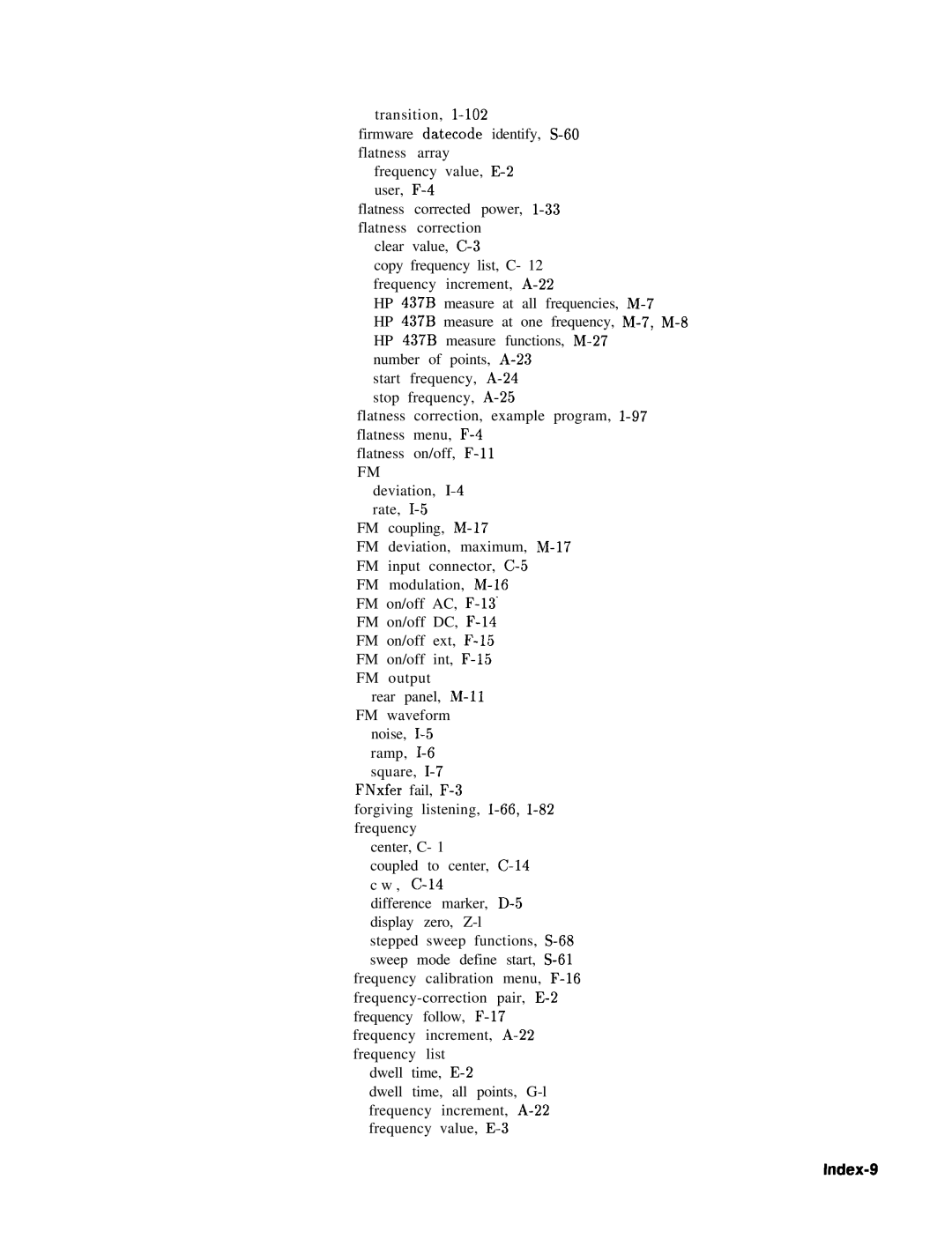 HP 24A, 83620A, 22A manual Index-9 