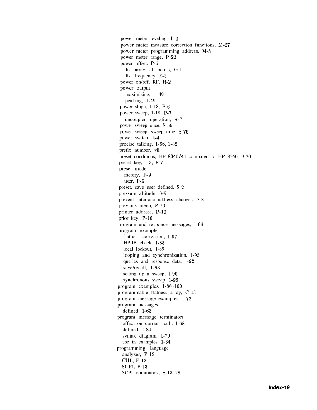 HP 22A, 83620A, 24A manual Index-19 