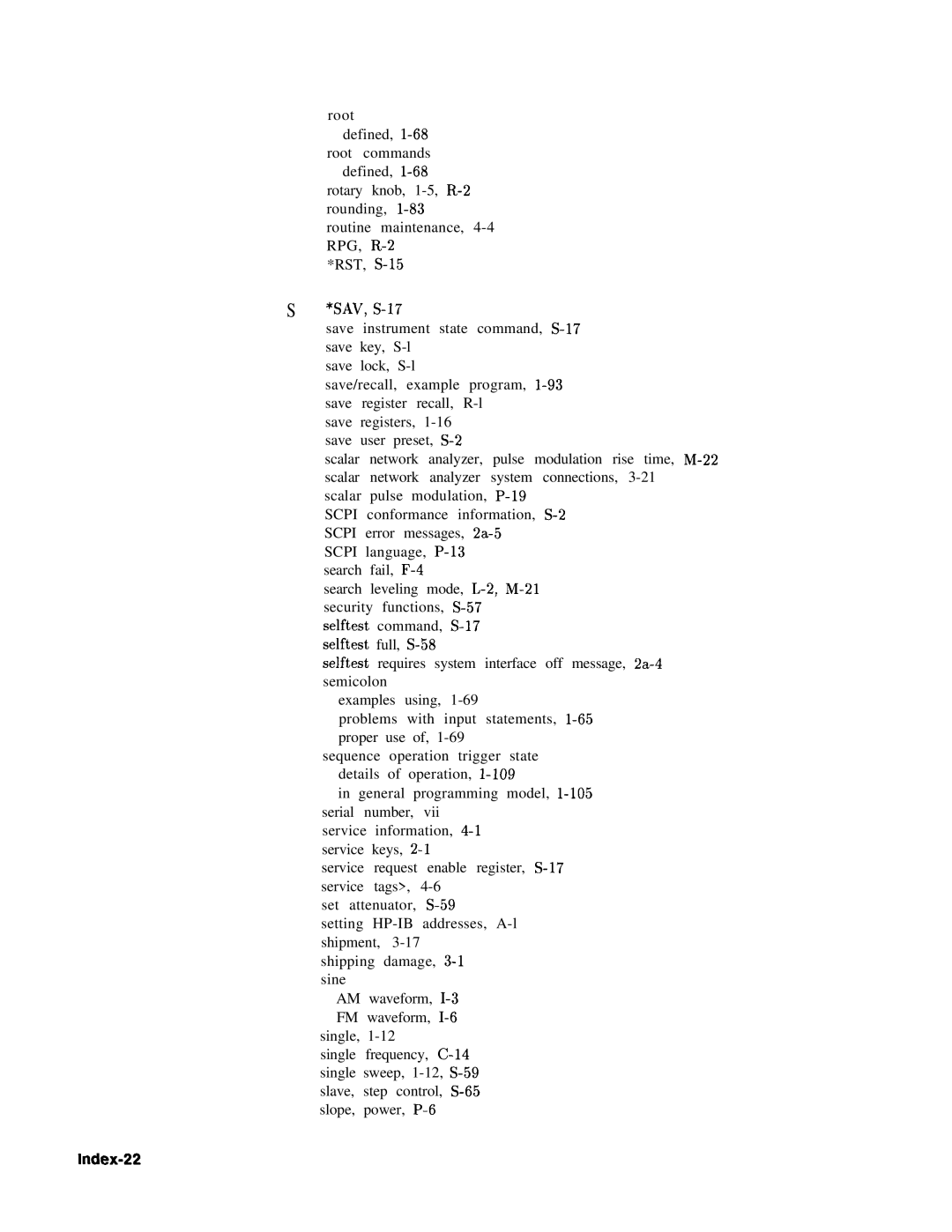 HP 22A, 83620A, 24A manual Index-22 